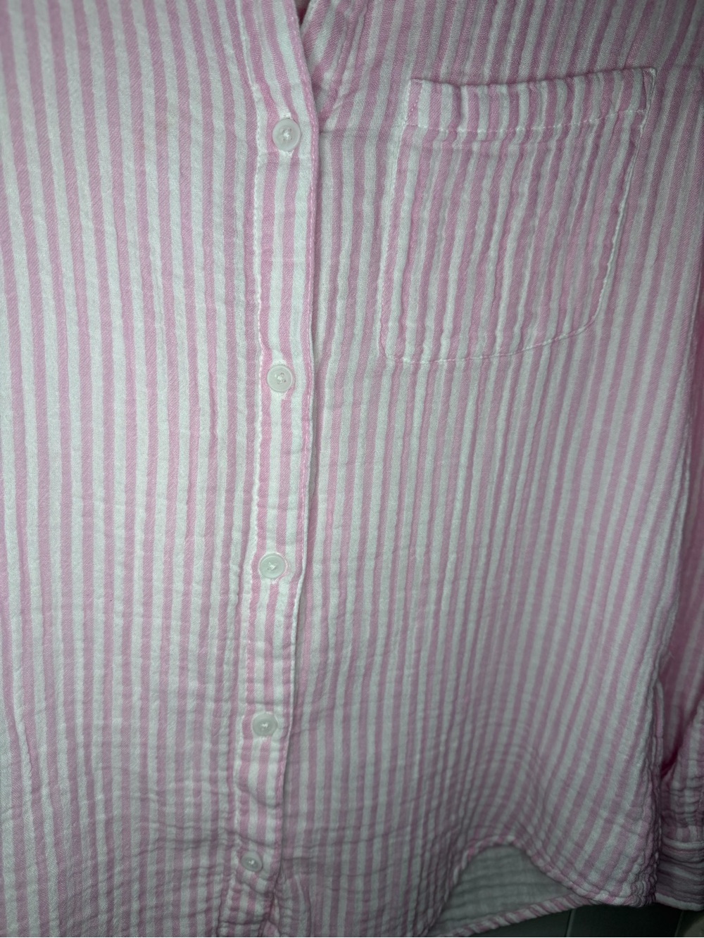beachlunchlounge Pink Striped gauzy Button-Down Shirt - Picture 4 of 8
